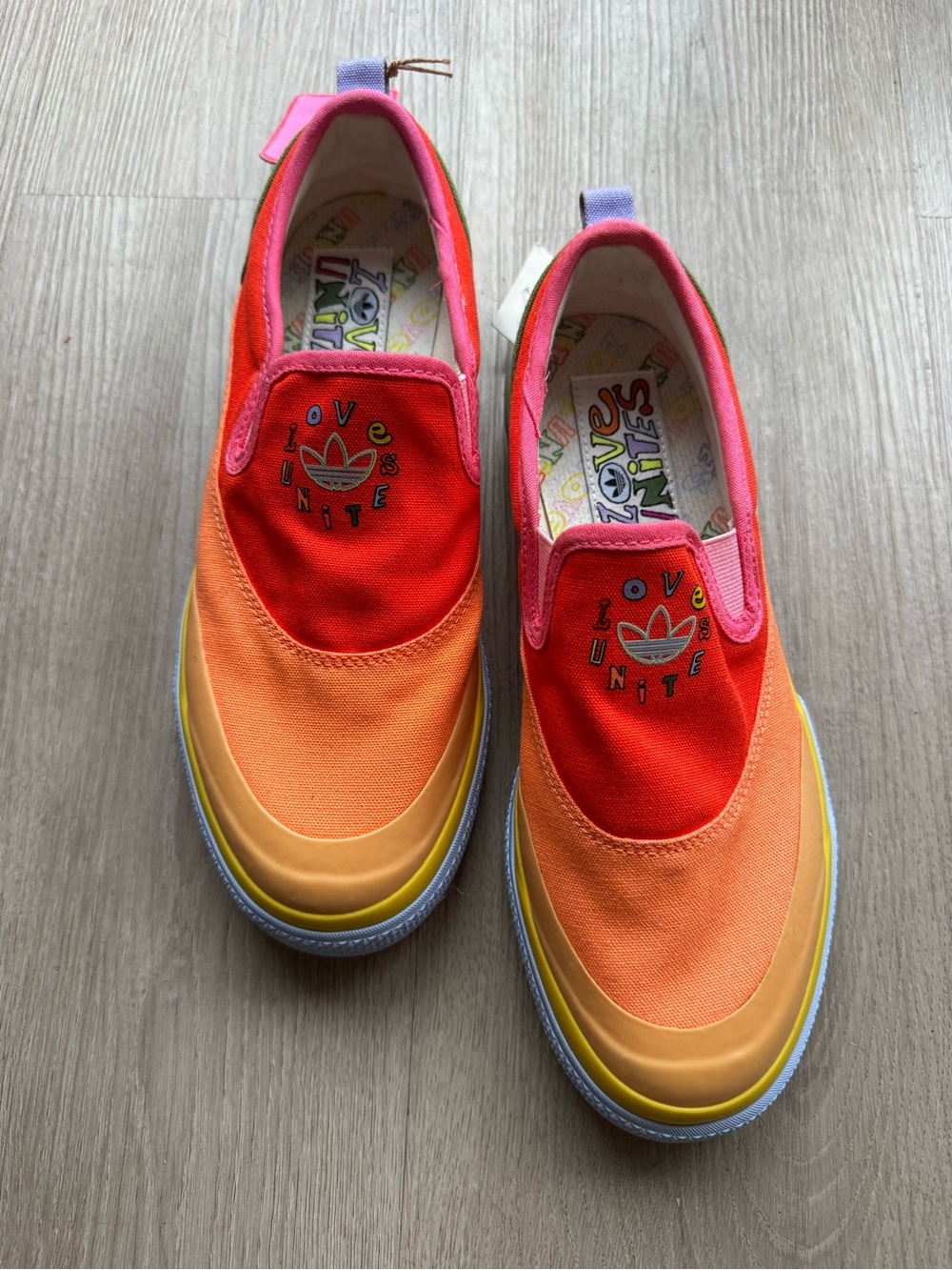 adidas Multicolor Slip-On Sneakers in Red, Orange, Pink and Yellow - Picture 1 of 13